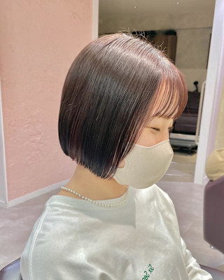 ボブ×切りっぱなしボブ×レイヤーボブ×暖色カラー×横浜石川町
