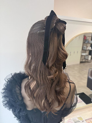 リボンハーフアップ