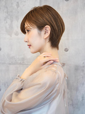 大人可愛いくびれショート/白髪ぼかし/ハイライト/清澄白河