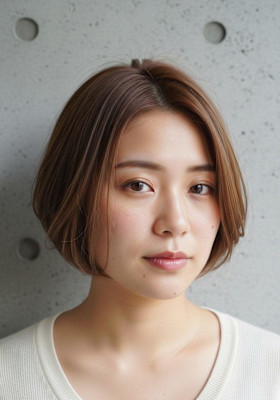 丸みショート/ミルクティーベージュ/大人可愛い/顔周りボブ