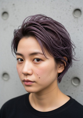 ハンサムショートウルフ/ダークラベンダー/耳かけ可愛い