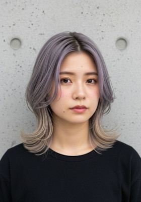 くびれレイヤーボブ/ラベンダーグレー/ミルクティーベージュ
