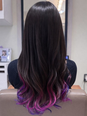 ピンク×パープルの裾カラー