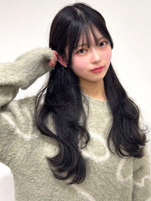 姫カットレイヤー シースルーバング 韓国風巻き 髪質改善