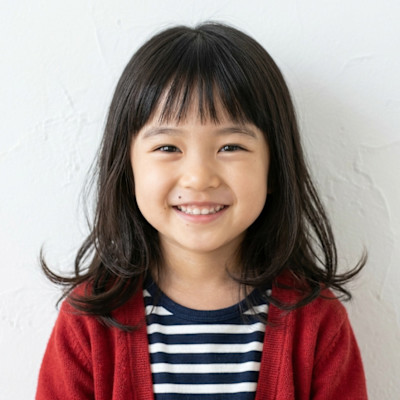 【キッズ】柔らかい質感の外ハネセミディ＆シースルーバング