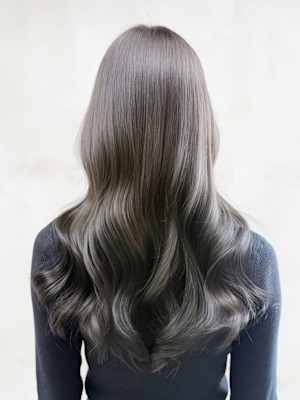ロンググレージュ韓国ヘアオリーブベージュ_ba584521