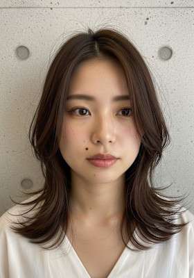 結べるレイヤーカット/モカブラウン/可愛い系/外はねレイヤー