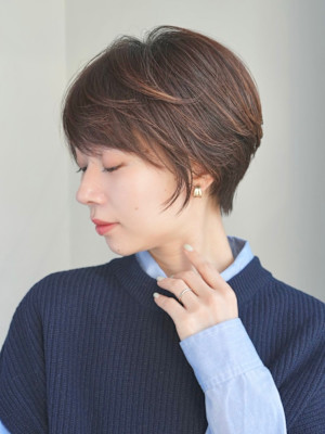 ショート・ボブ/丸顔/前髪あり/絶壁解消/30代/40代