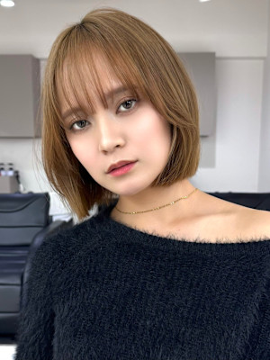 ハイトーン/ダブルカラー/クラゲヘアー/オリーブグレー/小顔