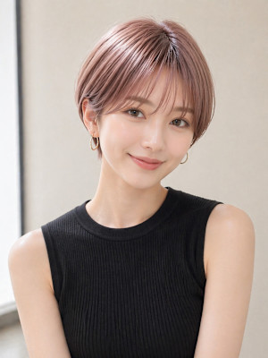 【静岡エリア】ピンクベージュ×大人可愛いコンパクトショート