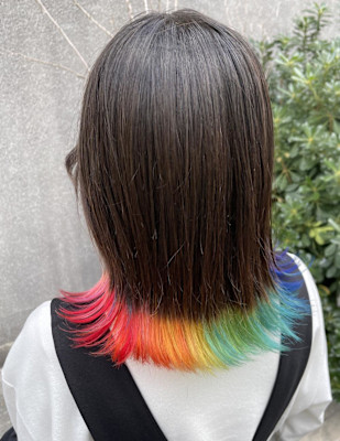 レインボーすそカラー　ブリーチ3回以上