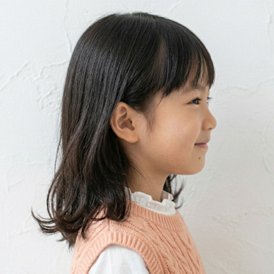 【キッズ】外ハネセミディ×シースルーバング