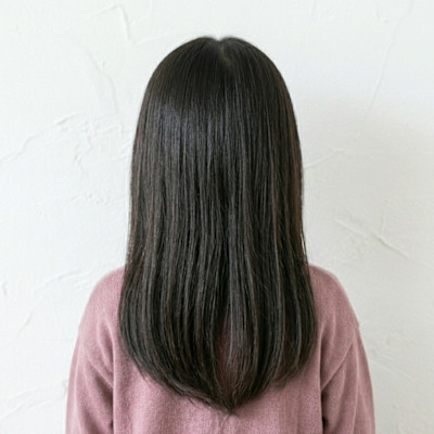 【キッズ】サラサラ黒髪ロングストレート×シースルーバング