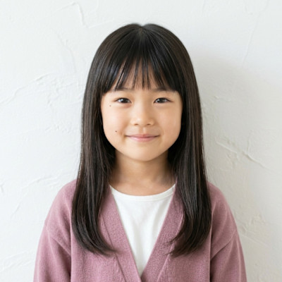 【キッズ】サラサラ黒髪ロングストレート×シースルーバング
