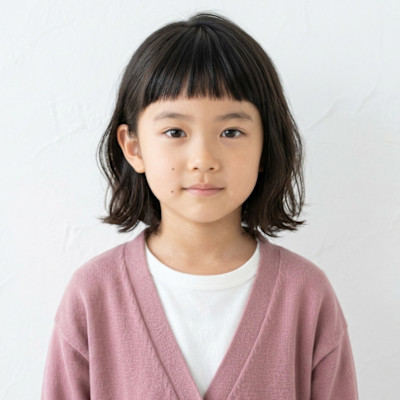 キッズ【骨格補正】オン眉バングの都会的ミディボブ