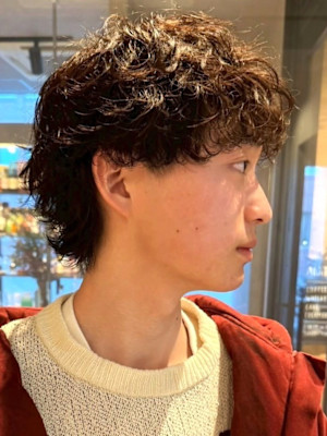 ニュアンスパーマ マッシュ ウルフカット メンズパーマ 20
