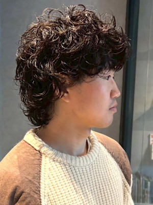 ウルフカット ウルフパーマ 波巻きスパイラルパーマ 束感