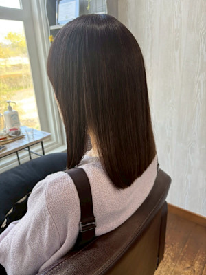 王道美髪ストレート/切りっぱなしロブ/ショコラブラウン