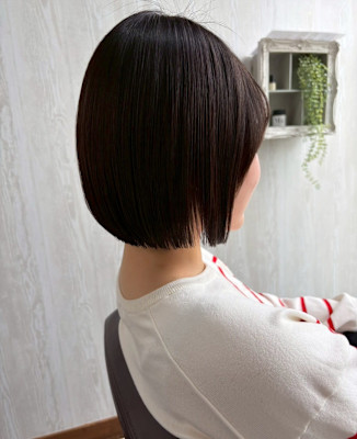 大人ショートボブ/アンニュイボブ/丸みボブ/ナチュラルブラウ