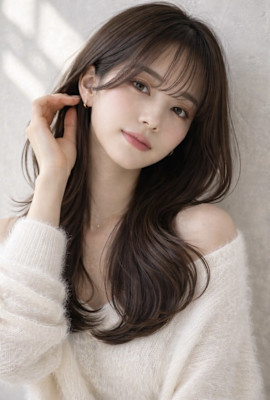 韓国風レイヤースタイル_顔周り調布ハッシュカット前髪カット