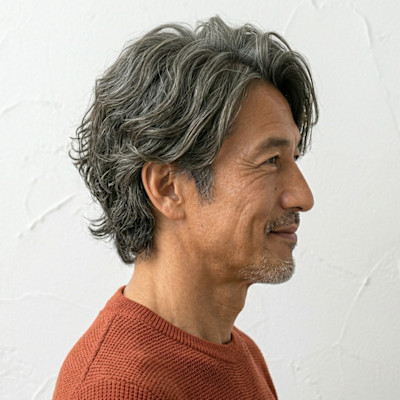 白髪ぼかし×大人パーマで叶える、50代の大人の遊び心