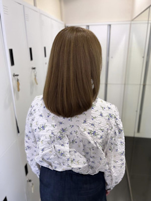 ミルクティーブロンド/ダークブルー/デジタルパーマ