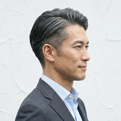 【メンズ】40代ビジネスサイドパート/白髪活かしグレー