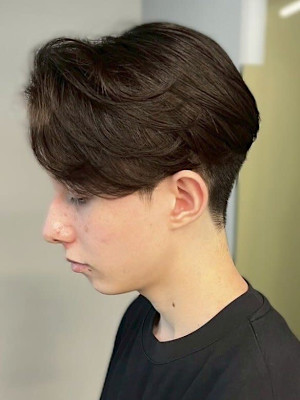 オリーブベージュ 外国人風カラー 韓国ヘア アップバング