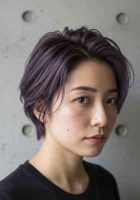 ハンサムショートウルフ/ダークラベンダー/カッコ可愛い系