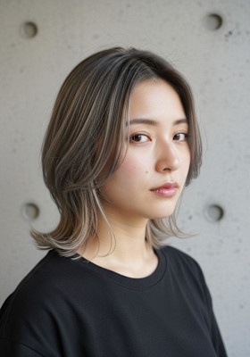 くびれレイヤーボブ/アンブレラカラー/大人可愛い/外内はね