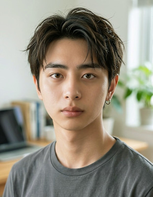 20代30代40代　清潔感センターパート黒髪セクシー＃40　