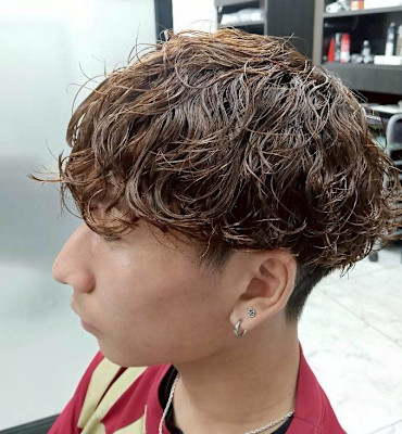 メンズマッシュショート×波巻きパーマ 　