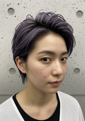 ハンサムショートウルフ/ダークラベンダー/カッコ可愛い系