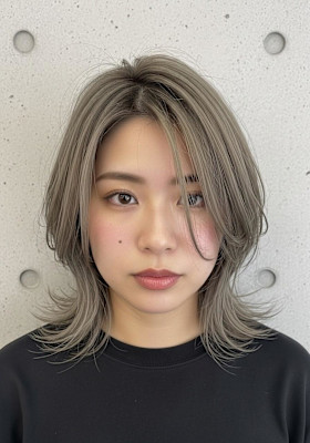 顔周りカット/ラテグレージュ/可愛い系/外はねレイヤー