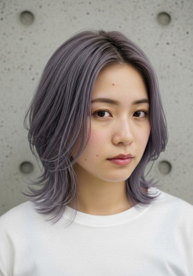 クラゲウルフ/ラベンダーグレー/可愛い系/ミディアムボブ
