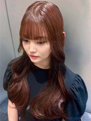 艶ブラウンロング × 透け前髪[髪質改善 レイヤーカット]