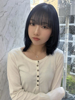 ハッシュカット/顔周りカット/ダークブラウン/シャギーカット