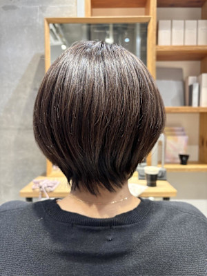 ◇大人40代50代60代ショートボブ丸みショート白髪ぼかし