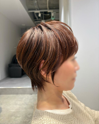 ◇大人40代50代60代ショートボブ丸みショート白髪ぼかし