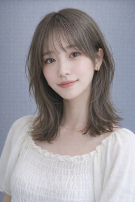 【外ハネレイヤーボブ/オリーブグレージュ】