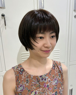 ショート×ショートボブ×丸み×小顔カット×艶カラー×石川町