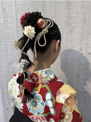 袴ポニーテールアレンジ