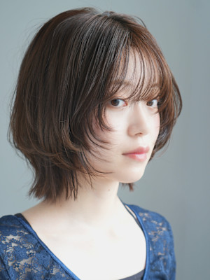 ボブレイヤー/丸顔/前髪あり/絶壁解消/20代/30代