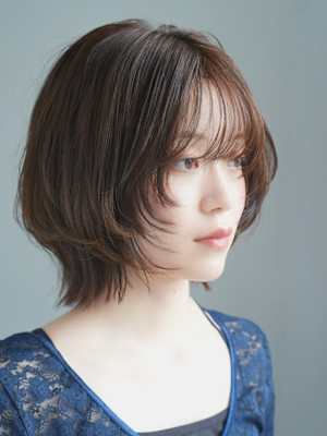 ボブレイヤー/丸顔/前髪あり/絶壁解消/20代/30代