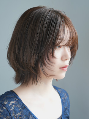 ボブレイヤー/丸顔/前髪あり/絶壁解消/20代/30代
