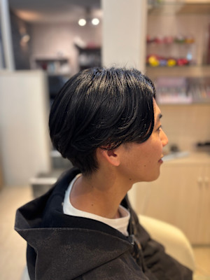 センターパート×フェザー