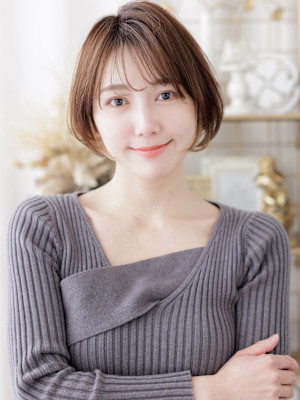 イメチェンブリーチなし小顔前下がりボブショートレイヤーボブb