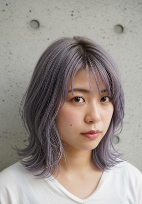 クラゲウルフ/ラベンダーグレー/可愛い系/ミディアムボブ