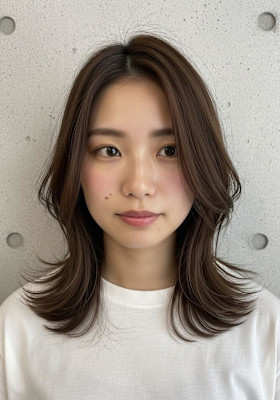 結べるレイヤーカット/モカブラウン/可愛い/外はねレイヤー