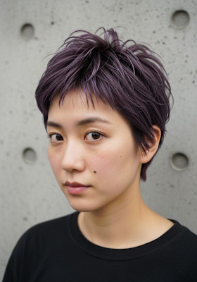 ハンサムショートウルフ/ダークラベンダー/カッコ可愛い系